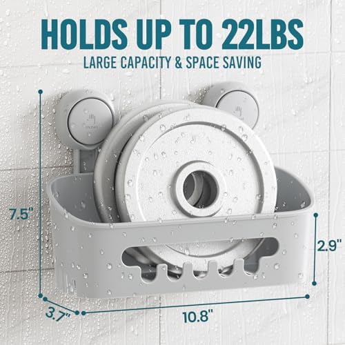 TAILI Shower Caddy Suction Cup, Bathroom Organizer Shelf Grey - Image 3