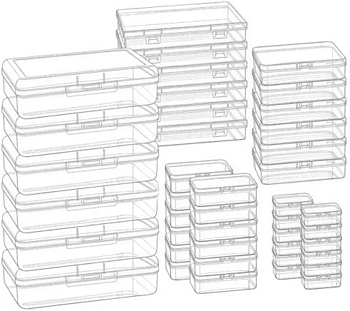 42 Pieces Mixed Sizes Rectangular Empty Mini Clear Plastic Organizer Box by GoodmaOnline