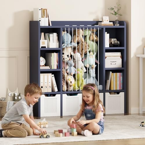 Toy Storage Organizer with Stuffed Animal Storage, Blue - Image 6