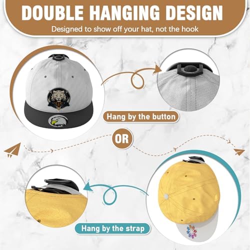 Niunuerga 48 Pack Adhesive Hat Hooks for Wall, Super Strong Hat Rack for Baseball Caps, Minimalist Hat Organizer Display for Home Decor, Hat Hangers Holder for Wall, Door, Closet, No Drilling (Black) - Image 3