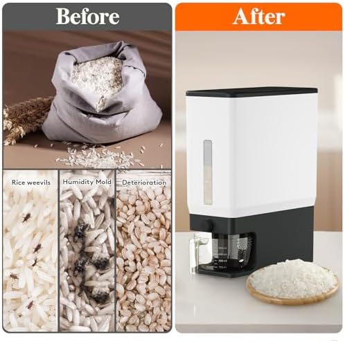 Lifewit Rice Container 28 Lbs, One-Press Dispenser with Measuring Cup - Image 5