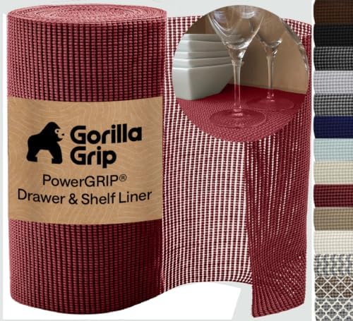 GORILLA GRIP powerGRIP Drawer Shelf and Cabinet Liner, 20"x30', Red by GorillaGrip