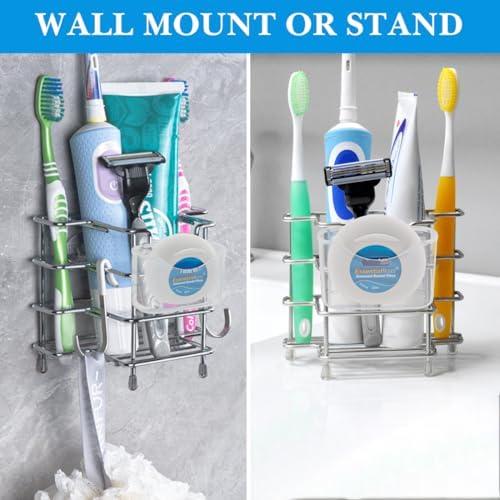 Linkidea Self-Adhesive Toothbrush Holder, 3-Slot Stainless Steel Stand - Image 6