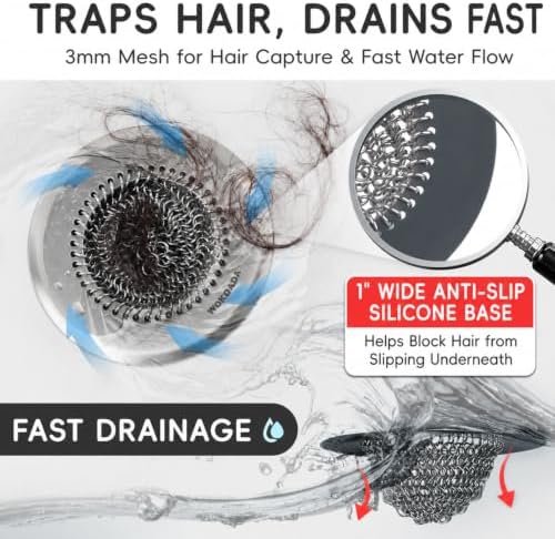 2 Pack Shower Drain Hair Catcher, 4.4" Anti-Clog Shower Drain Cover - Image 3