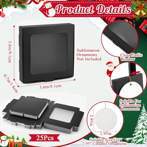 Dunzoom 25 Pcs Christmas Sublimation Blanks Ornament Gift Box, Black - Image 2