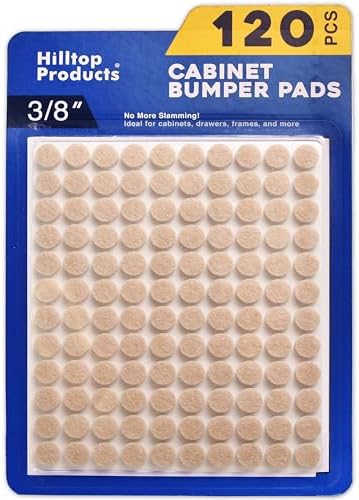 120 Pack Small 3/8" Felt Cabinet Bumpers, Door Felt Pads for Cabinet Doors & Drawers, Furniture Surface Protectors (Ivory) by HilltopProducts