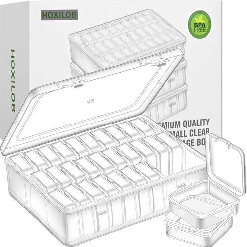 Bead Organizer Box, 90pcs Small Clear Plastic Storage Containers, Craft Storage Box Features Hinged Lid and Labels, Mini Boxes for Bracelets, Jewelry, Diamonds, Clay Beads, Screws, Seeds, Small Parts by HOXILOB