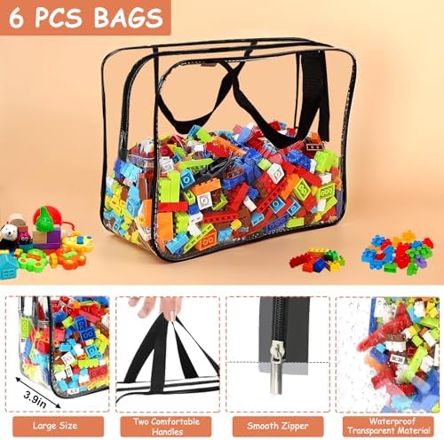 6 Packs Large Toy Storage Bags with Labels Reusable Clear Toy Organizer - Image 3