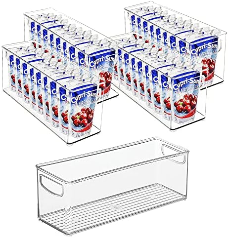 mDesign Small Plastic Nursery Storage Container Bins with Handles for Organization in Cabinet, Closet or Cubby Shelves - Organizer for Baby Food, Bibs, Formula - Ligne Collection - 4 Pack - Clear by mDesign