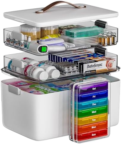 CTIME 3-Tier Medicine Organizer with Leather Portable Pill Case by CTIME