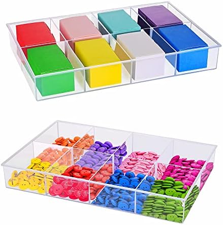 2 Pack Fixed 8 Grids Clear Plastic Organizer Sorting Tray by BangQiao
