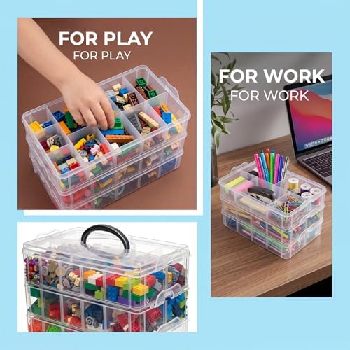 2Pack 3-Tier Stackable Storage Box, 30 Adjustable Compartments Organizer - Image 6