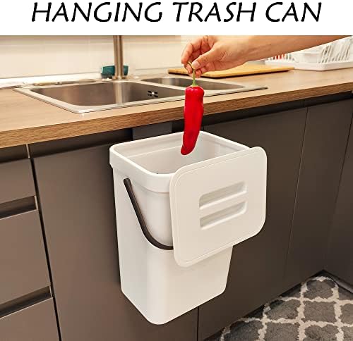 stonespace Hanging Trash Can, 3.2 Gallon Small Waste Bin with Lid, White - Image 3