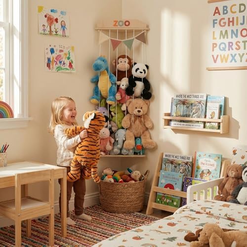 Stuffed Animal Storage Zoo with Decorative Muslin Garland - Toy Organizer - Image 2