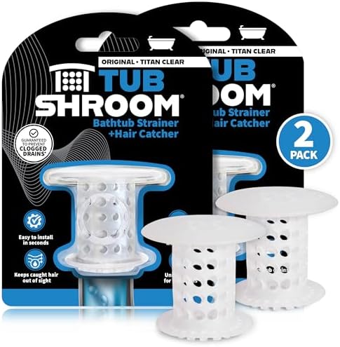 TubShroom Bathtub Drain Hair Catcher – In-Drain Tub Strainer & Clog Prevention Protector, Fits Standard 1.4”–1.75” Tub Drains, Easy Clean, Captures Human & Pet Hair out of Sight (Clear) by TubShroom