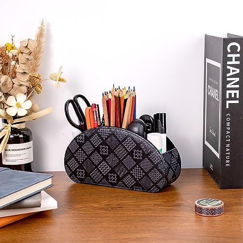 Remote Control Holders Organizer Box with 5 Compartment PU Leather Caddy - Image 6