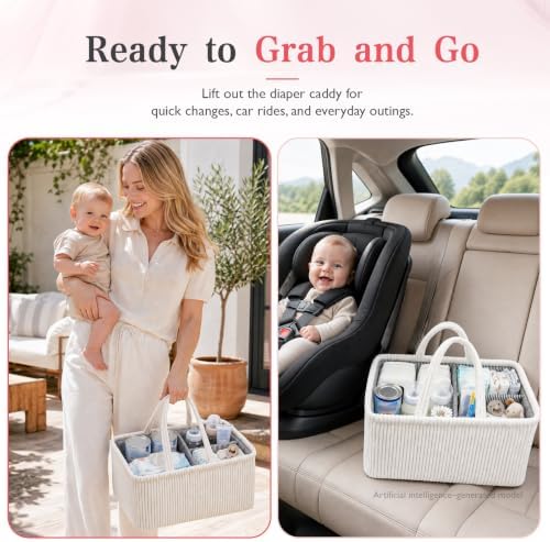 Baby Diaper Caddy 4 Tier Rolling Storage Cart with Wheels for Baby Bedside - Image 5
