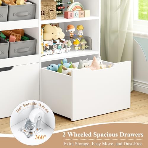 BOTLOG Kids Toy Storage Organizer with Bookshelf and 2 Rolling Drawers - Image 4