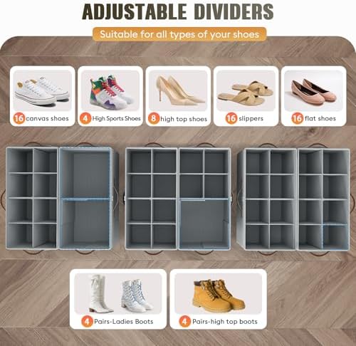 2 Pack Shoe Organizer for Closet, Foldable Shoe Storage with Adjustable - Image 3