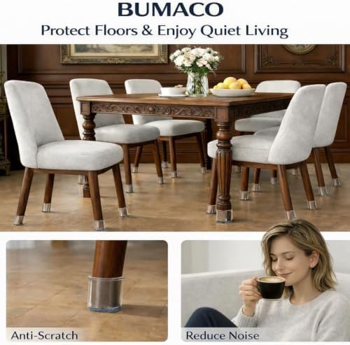 BUMACO Chair Leg Floor Protectors for Hardwood Floors Anti-Scratch 20 Pack - Image 5