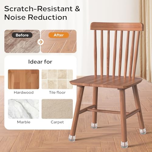 24 PCS Silicone Chair Leg Floor Protectors Small (0.8"-1") Rubber Felt Furniture Pads Chair Legs Caps/Covers for Hardwood Floors, Tile from Scratches & Reduce Noise - Round, Grey - Image 3