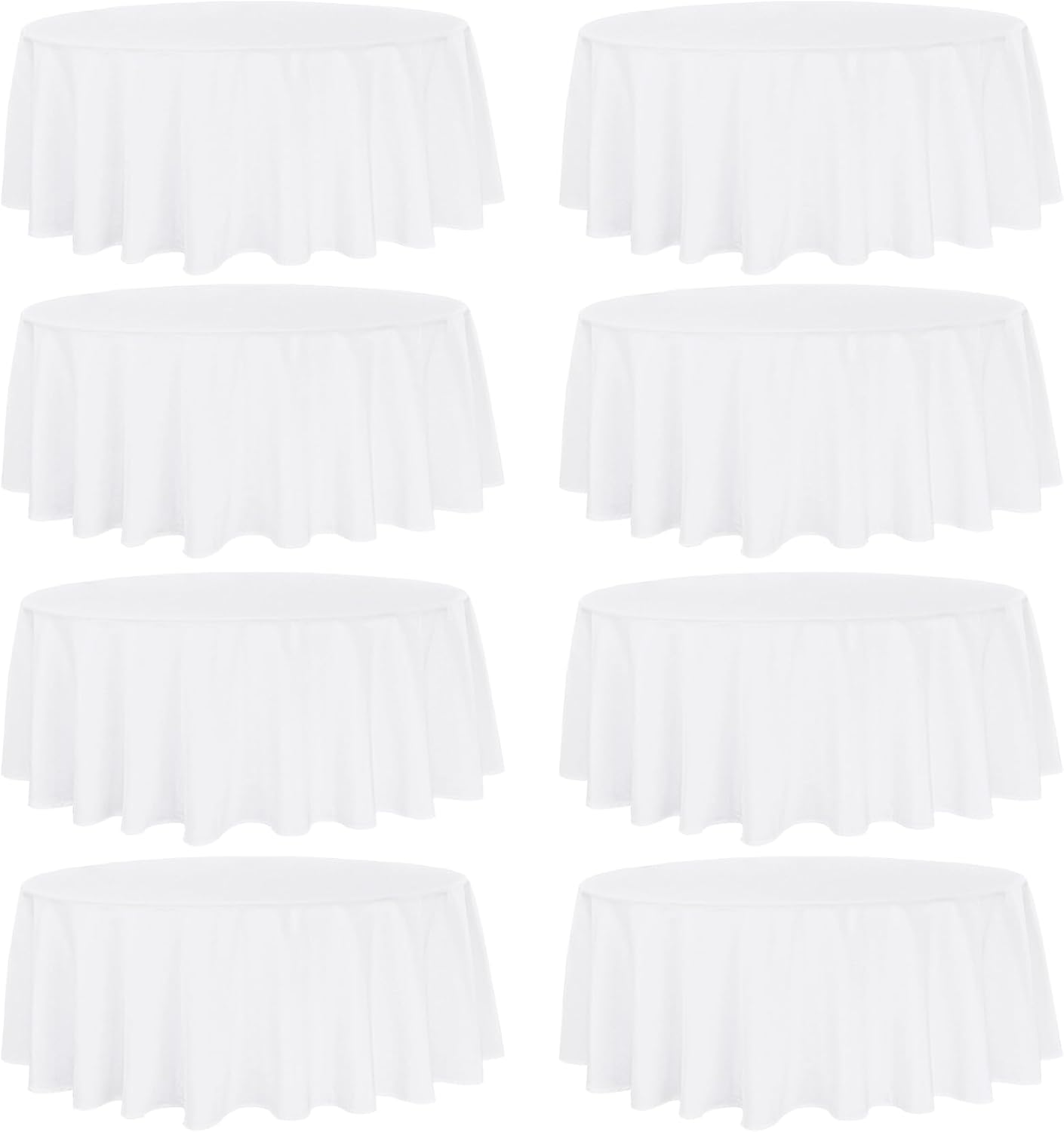 8 Pack Round Tablecloth 70 Inch White Round Table Covers Bulk Washable Polyester Fabric Table Clothes for Wedding Party Reception Banquet Buffet Restaurant (White, 70 Inch)