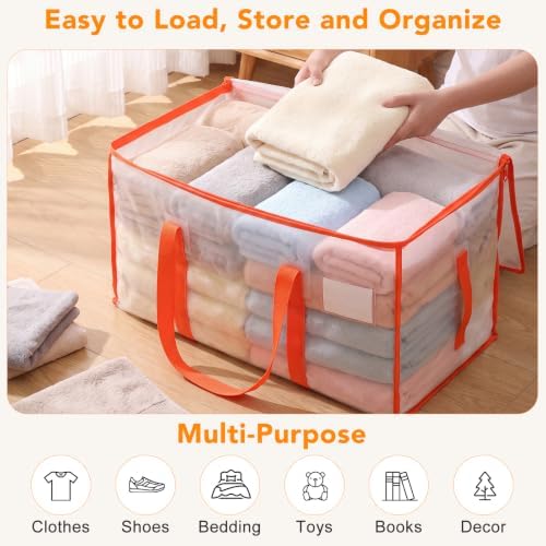 8 Pack 93L Extra Large Heavy Duty Clear Moving Bags 200LBS, Orange Edges - Image 3