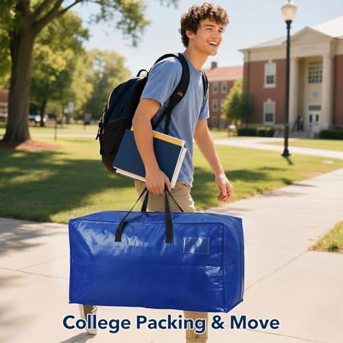 Moving Bags Heavy Duty,Extra Large Moving Bags for Travel/College Packing/Storage/Organization/Seasonal Clothes & Bedding Storage,Moving Supplies Bins,Compatible with Ikea Frakta Cart (Blue,12Pcs) - Image 7