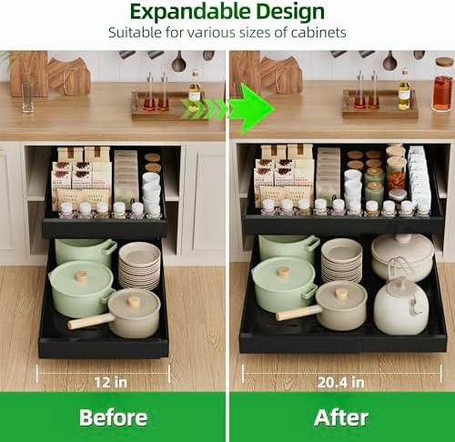 PAKETA 1 Pack Expandable Pull Out Cabinet Organizer,21" Deep - Image 5