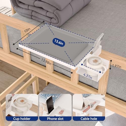 Foldable Metal Dorm Bunk Bedside Shelf with Cup Holder & Slot White - Image 5