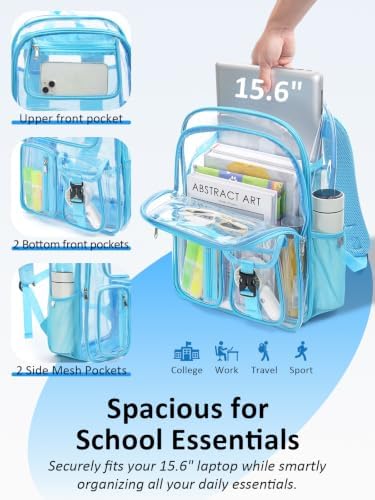 Clear Backpack for School, 17" Heavy Duty Double-Layer Clear Bookbag - Image 4