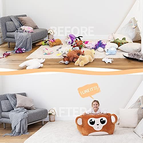 Aubliss Unicorn Stuffed Animal Storage Bean Bag Chair for Kids, Velvet - Image 3
