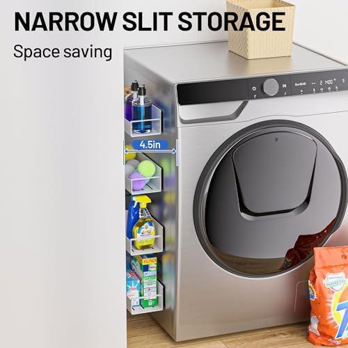 Vetacsion 4 Pack Magnetic Laundry Organizer, Heavy Duty Magnetic Shelf For Washer And Dryer, White, Iron - Image 4