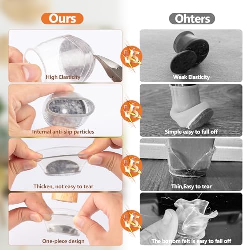 BAIPOK 16Pcs Round Chair Leg Floor Protectors for Hardwood Floors - Image 3