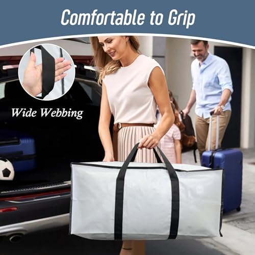 6 Pack Extra Heavy Duty Large Moving Bags with Strong Zipper, White - Image 6