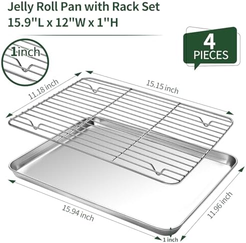 Baking Sheet with Baking Rack Set, CEKEE Stainless Steel 2 Pans + 2 Racks - Image 2