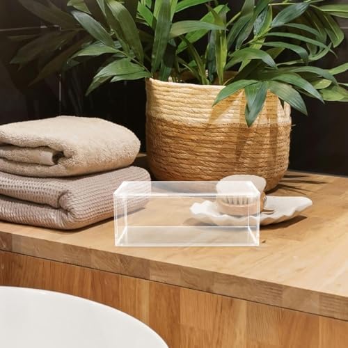 STOBAZA Acrylic Dryer Sheet Box with Lid, Large Capacity Laundry Pad Organizer for Bathroom and Laundry Room Storage and Organization - Image 2