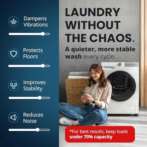 Anti Vibration Pads for Washing Machine with Tank Tread Grip - 4 Pack + Level - Fits Most Round Feet up to 1.75” - Stops Washer Dryer from Moving - Rubber Antivibration Stabilizer for Leveling Washer - Image 5