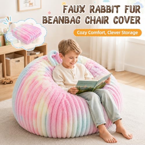 Bean Bag Cover No Filler Stuffed Animal Storage Bean Bag Chair Cover - Image 3
