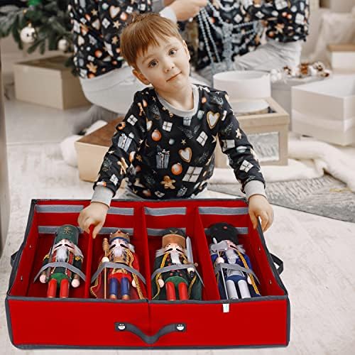 ProPik 2 Pack Christmas Figures Storage Box | Each Holds 4 Holiday Figurines up to 16” | Adjustable Nutcracker Decor Ornament Storage Container | Xmas Decorations Accessories Boxes (Red) - Image 6