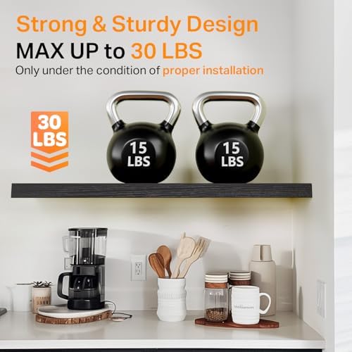 BAYKA Black Floating Shelves 35.4in, Set of 3, Wall Mounted for Wall Decor - Image 4