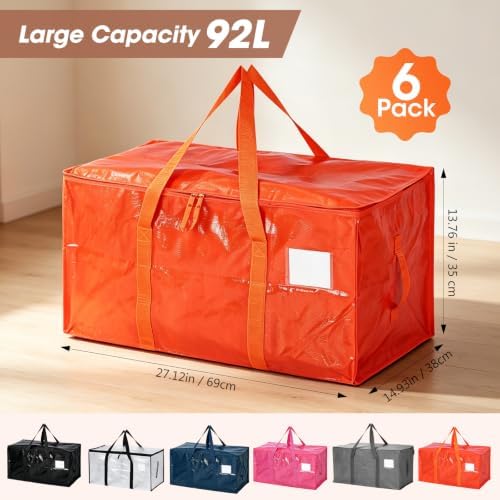 6Pcs Heavy Duty Extra Large Moving Bags Multicolor Storage Totes Fold Flat - Image 5