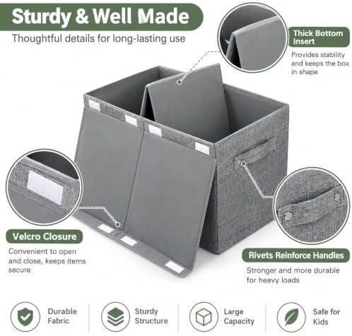 Large Toy Box Storage with Lid, Collapsible Sturdy Toy Chest Storage Bin - Image 3