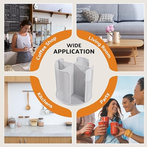 Rotating Paper Cup Dispenser, Cup Holder with 4 Compartments, Gray - Image 6