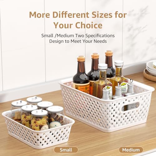 MaxGear 3 Pack Plastic Storage Baskets, Small, White - Image 3
