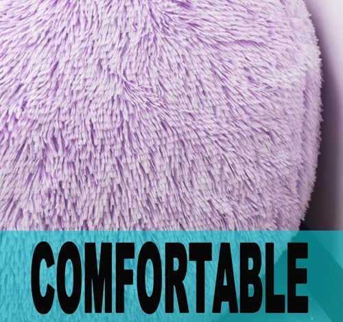 Fluffy Stuffed Animal Storage Bean Bag Chair Cover (No Filler), Faux Fur Comfy Bean Bag Cover for Organizing Plush Toys or Textile, for Adults Teens Kids Girls, Lavender - Image 7