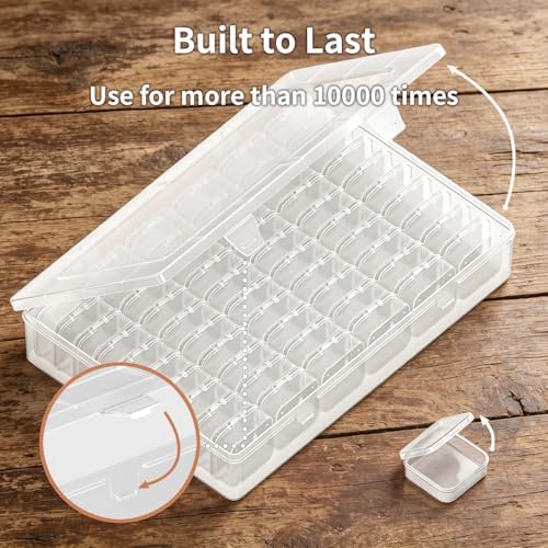 Bead Organizer Box, 61pcs Clear Plastic Storage Containers Set, Large Capacity Small Bead Organizers and Storage Cases with Labels, for Jewelry, Crafts, Diamonds Storage - Image 3