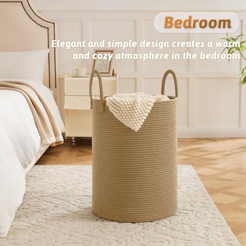Artfeel Laundry Basket,Woven Cotton Rope Laundry Hamper,60L for Decorative Storage of Dirty Clothes,Toys and Blankets in Bathroom,Baby Room and Living Room - Image 3