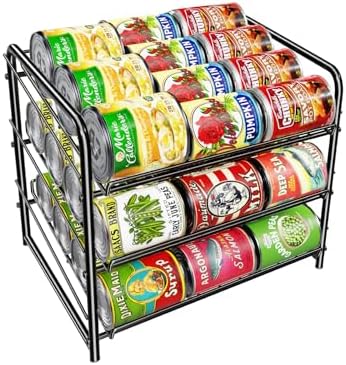 Simple Trending Can Rack Organizer, Stackable Can Storage Dispenser Holds up to 36 Cans for Kitchen Cabinet or Pantry, Black by SimpleTrending