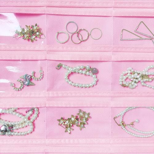 Hanging Jewelry Organizer 80-Pocket Double-Sided Storage, 2-Pack, Pink - Image 2